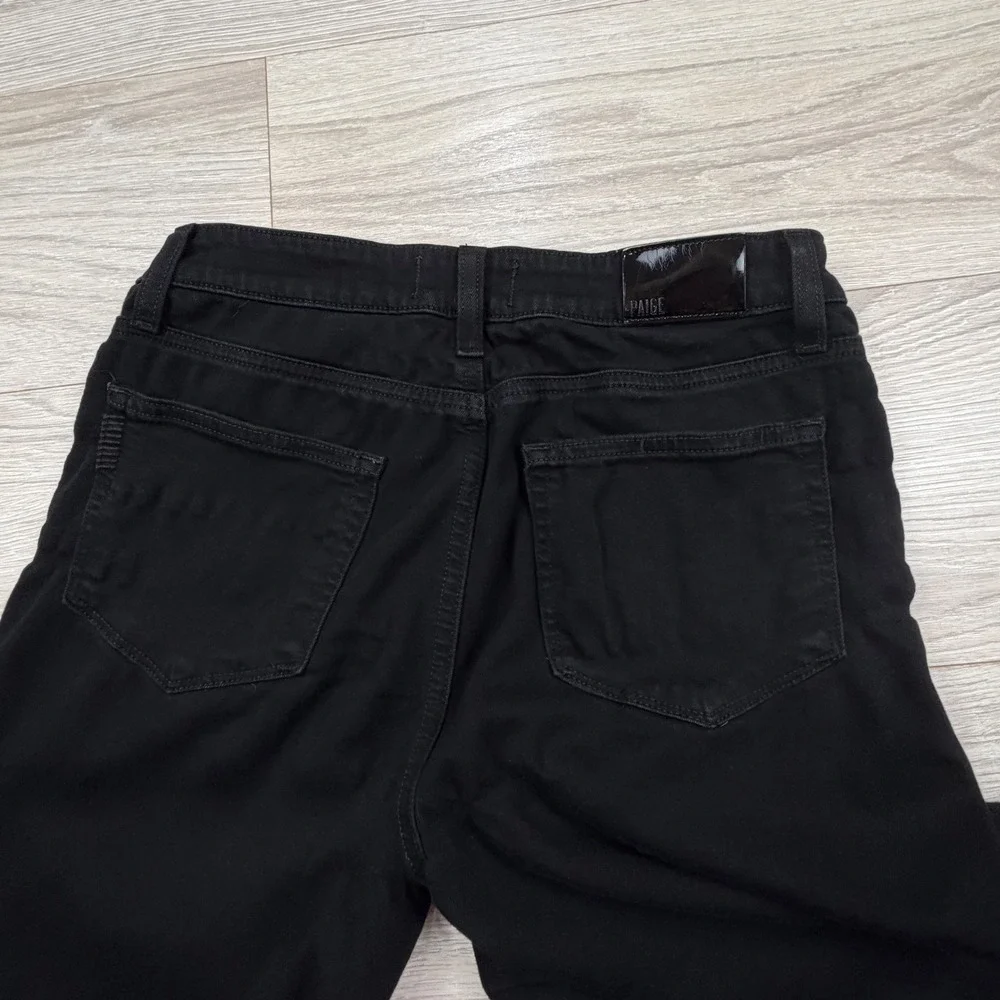 PAIGE Genevieve High‎ Rise Flare Jeans Black Shadow 27 High Waisted Patch Pocket